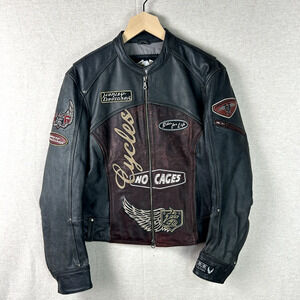 Harley Davidson Womens Leather Bomber Jacket Size Large Limited Edition No Cages